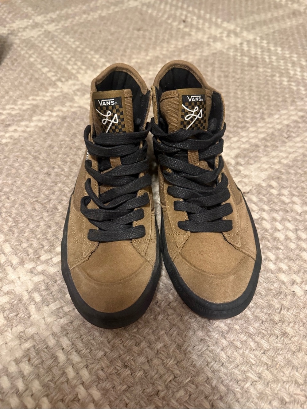 Vans Brown Suede High-Top Sneakers with Black Accents